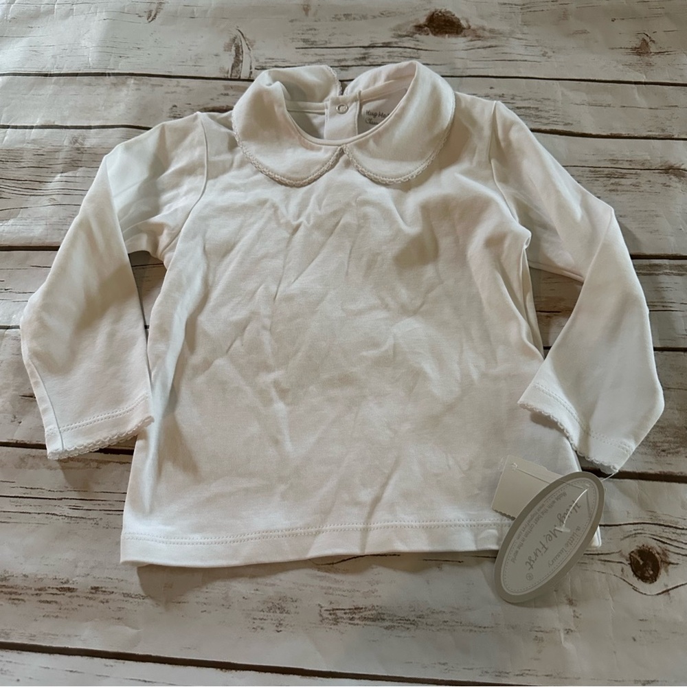 White collared long sleeve hug me first classy couture nwt 2t